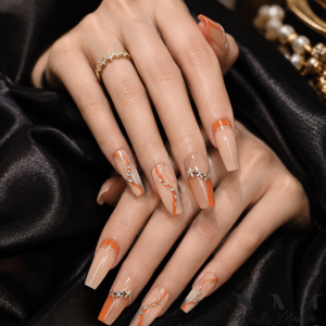 Luxe Mocha Rhinestone Press-On Nails 6